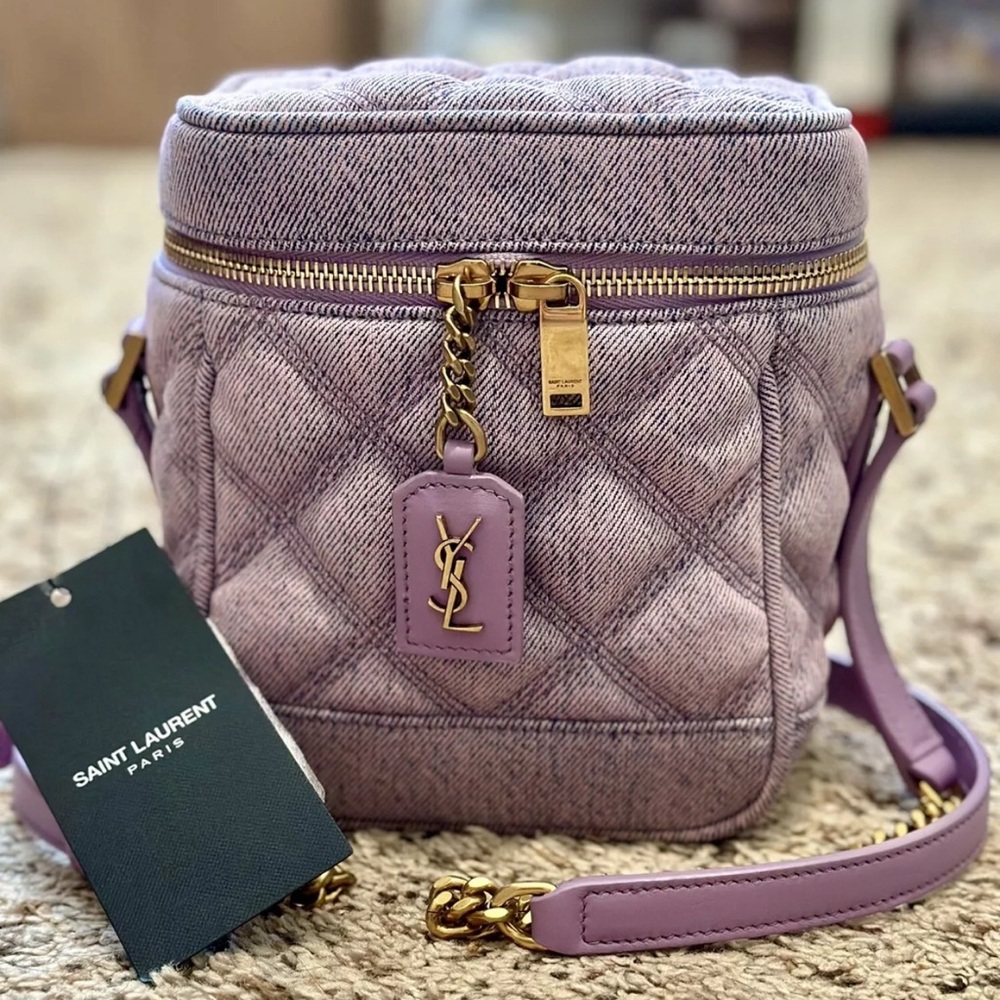 ❤️❤️SOLD❤️❤️YSL 80S Lilac Denim Vanity Crossbody - Picture 5 of 6